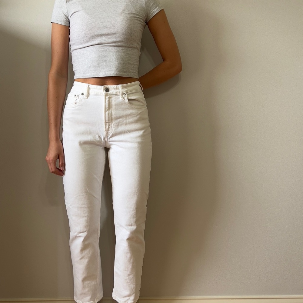 Everlane straight high rise white jean